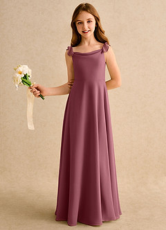 Azazie Puppy Girls Formal Flower Girl Dresses Desert Rose A-Line Pleated Chiffon Dress image4