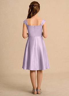Azazie Budle Girls Formal Flower Girl Dresses Frosted Lilac A-Line Pleated Matte Satin Dress image2