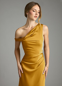 Azazie Emerson Brudepigekjoler Havfrue Off-Shoulder Stræk satin Gulv-længde Kjole image6