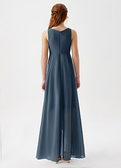 Azazie Lizette Junior Neptune A-Line Pleated Chiffon Dress image6