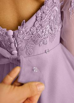 Azazie Precious Blumenmädchenkleider A-Linie Spitze Tüll Kleid Blauregen image6