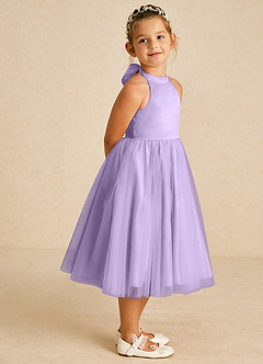 Azazie Dora Blumenmädchenkleider A-Linie Schleifen Tüll Kleid Flieder image3
