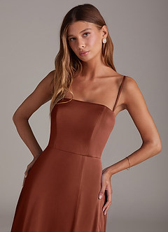 Azazie Wren Bridesmaid Dresses Clay A-Line Strapless Stretch Satin Convertible Dress image2