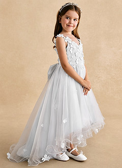 Azazie Celia Flower Girl Dresses White A-Line Lace Tulle Dress image3