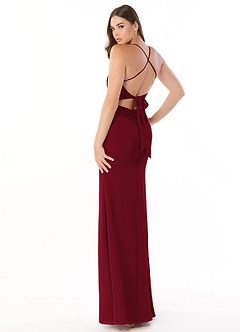 Azazie Aribella Bridesmaid Dresses Burgundy Sheath Ruched Chiffon Dress image4