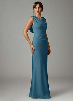 Azazie Kieryn Robes de demoiselle d'honneur Robe Sirène en Satin extensible Plissée Bermude image4