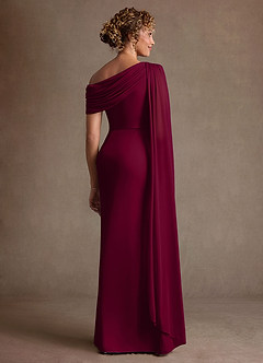 Azazie Bassi Mère de la mariée Robes Robe Sirène en Maille Épaule décolletée Bourgogne image2