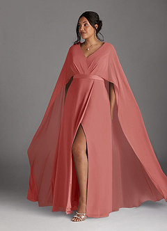 Azazie Isa Mère de la mariée Robes Robe Trapèze en Mousseline de soie Col V plissé Antique Rose image10