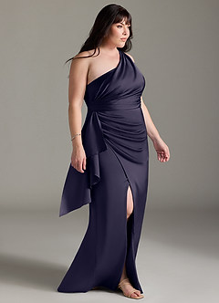 Azazie Maive Bridesmaid Dresses Stormy Sheath Ruched Stretch Satin Dress image8