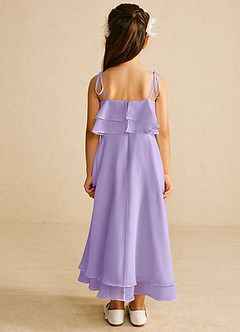 Azazie Temi Flower Girl Dresses Lilac A-Line Spaghetti Strap Chiffon Dress image5