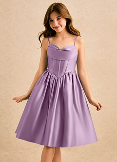 Azazie Shona Girls Formal Final Sale Blushing Pink A-Line Sweetheart Neckline Matte Satin Dress image3