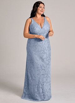 Azazie Tianna 신부 들러리 드레스 쉬스 레이스 플로럴 번아웃 바닥 길이 드레스 image11