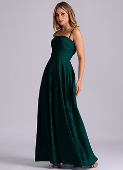 Azazie Lucienne Bridesmaid Dresses Pine A-Line Strapless Floral Burnout Dress image7