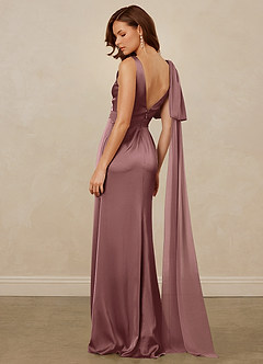 Christian Siriano Bridal for Azazie 1011 Bridesmaid Dresses Vintage Mauve Mermaid Bow Stretch Satin Dress image9