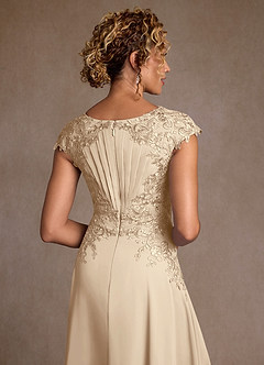 Azazie Crista 신부의 어머니 드레스 A라인 레이스 쉬폰 티 길이 드레스 image6