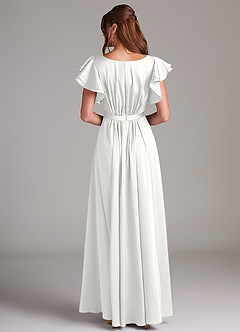 Azazie Daphne Bescheiden Bruidsmeisjekleding A-Lijn Ruches Stretch Satijn Vloerlengte Jurk image6