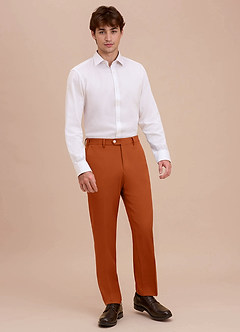 front Ethan Orange Brûlée Pantalon habillé en tissu raffiné