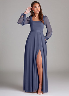 Azazie Leonia Bridesmaid Dresses Stormy A-Line Long Sleeve Mesh Dress image1