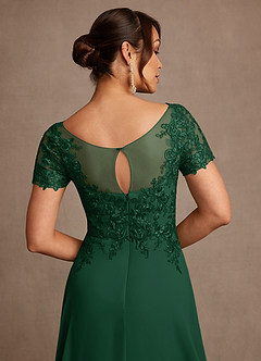 Azazie Alva Mother of the Bride Dresses Dark Green A-Line Lace Dress image7