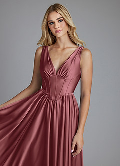 Azazie Delmie Abiti da Damigella Abito A-Line in Raso Elasticizzato Corsetto Ametista image7