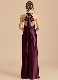 Azazie Velli 신부 들러리 드레스 쉬스 하이넥 메탈릭 새틴 바닥 길이 드레스 image5