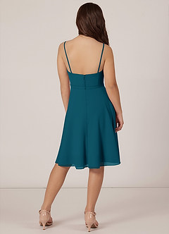 Azazie Kalie Junior A-Linie Gürtel/Schärpe Chiffon Kleid Tintenblau image2