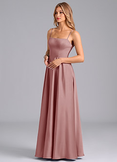 Azazie Elita Brautjungfernkleider A-Linie Plissee Stretch-Satin Kleid Altrosa image4