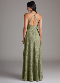 Azazie Davis Abiti da Damigella Abito A-Line in Burnout Floreale Plissettato Pistacchio image2