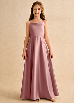 Azazie Joella Flower Girl Klänningar Klä A-Line i Stretch Satin Plisserad image4