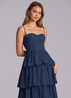 Azazie Faye Bridesmaid Dresses Dark Navy A-Line Sweetheart Neckline Chiffon Dress image2