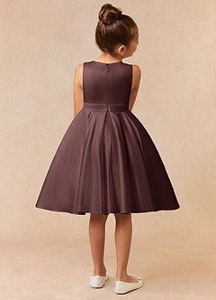 Azazie Coco Blumenmädchenkleider A-Linie Schleifen Matte Satin Kleid Espresso image4