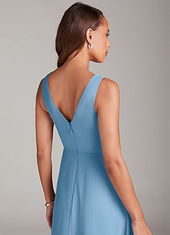 Azazie Nelly Bridesmaid Dresses Steel Blue A-Line Pleated Chiffon Dress image7
