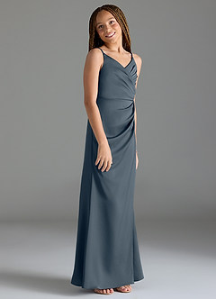 Azazie Maci Junior Twilight Mermaid Pleated Stretch Satin Dress image4