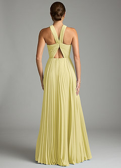 Azazie Afra Abiti da Damigella Abito A-Line in Chiffon Plissettato Sorbetto Al Limone image2