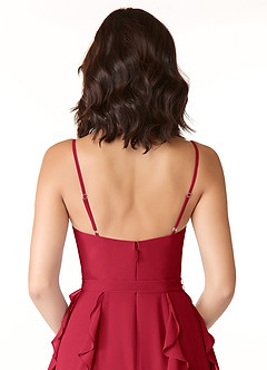 Azazie Peyton Bridesmaid Dresses Scarlet A-Line Ruched Chiffon Dress image3