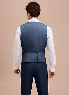 front Ethan Azul Marino Oscuro Chaleco de traje de tejido refinado