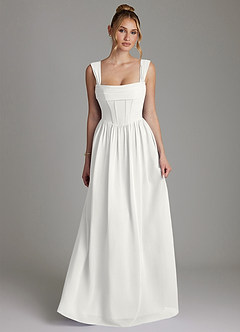 Azazie Caterina Bridesmaid Dresses White A-Line Corset Chiffon Dress image4