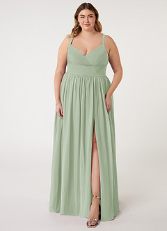 Azazie Chanel Bridesmaid Dresses Dusty Sage A-Line Pleated Chiffon Dress image8