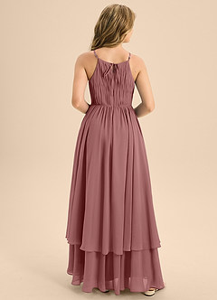 Azazie Elliora Junior Desert Rose A-Line Pleated Chiffon Dress image2