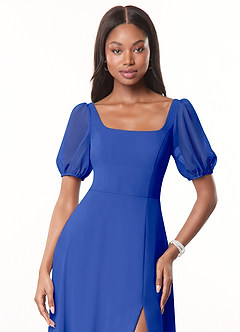 Azazie Alani Bridesmaid Dresses Royal Blue A-Line Square Neckline Chiffon Dress image5