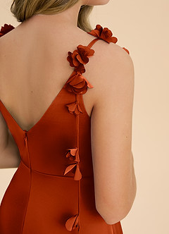 Azazie Gumdrop Junior Paprika Empire Pleated Stretch Satin Dress image6