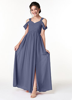 Azazie Lianne Junior Stormy A-Line Off the Shoulder Chiffon Dress image1