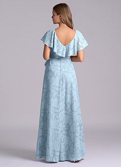 Azazie Lainey Brautjungfernkleider A-Linie mit Taschen Blumen-Burnout Kleid Himmelblau image2