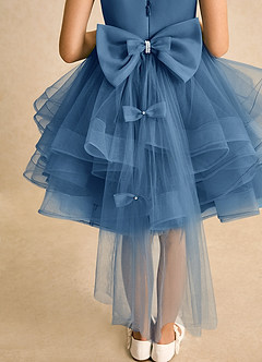 Azazie Tinie Blumenmädchenkleider Ballkleid Schleifen Tüll Kleid Zwielichtviolett image7