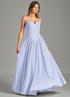 Azazie Evadina Robes de demoiselle d'honneur Robe Trapèze en Mousseline de soie Corset Lavande image3