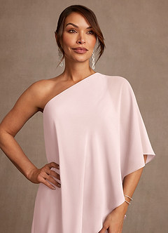Azazie Wilma Mother of the Bride Dresses Blushing Pink Sheath One Shoulder Floral Burnout Dress image6