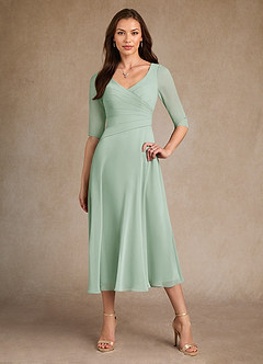 Azazie Durant Kleider für die Brautmutter A-Linie Plissee Chiffon Kleid Agave image4
