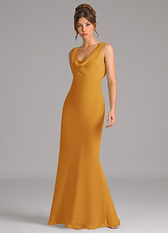 Azazie Rylina Bridesmaid Dresses Butterscotch Mermaid Pleated Chiffon Dress image5