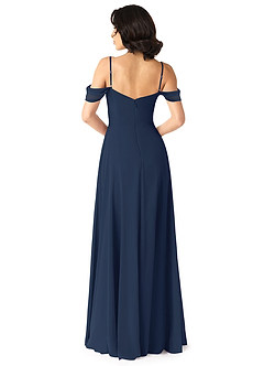 Azazie Tancie Bridesmaid Dresses Dark Navy A-Line Off the Shoulder Chiffon Convertible Dress image2