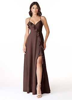 Azazie Tarni Bridesmaid Dresses Ganache A-Line Chiffon Dress image1
